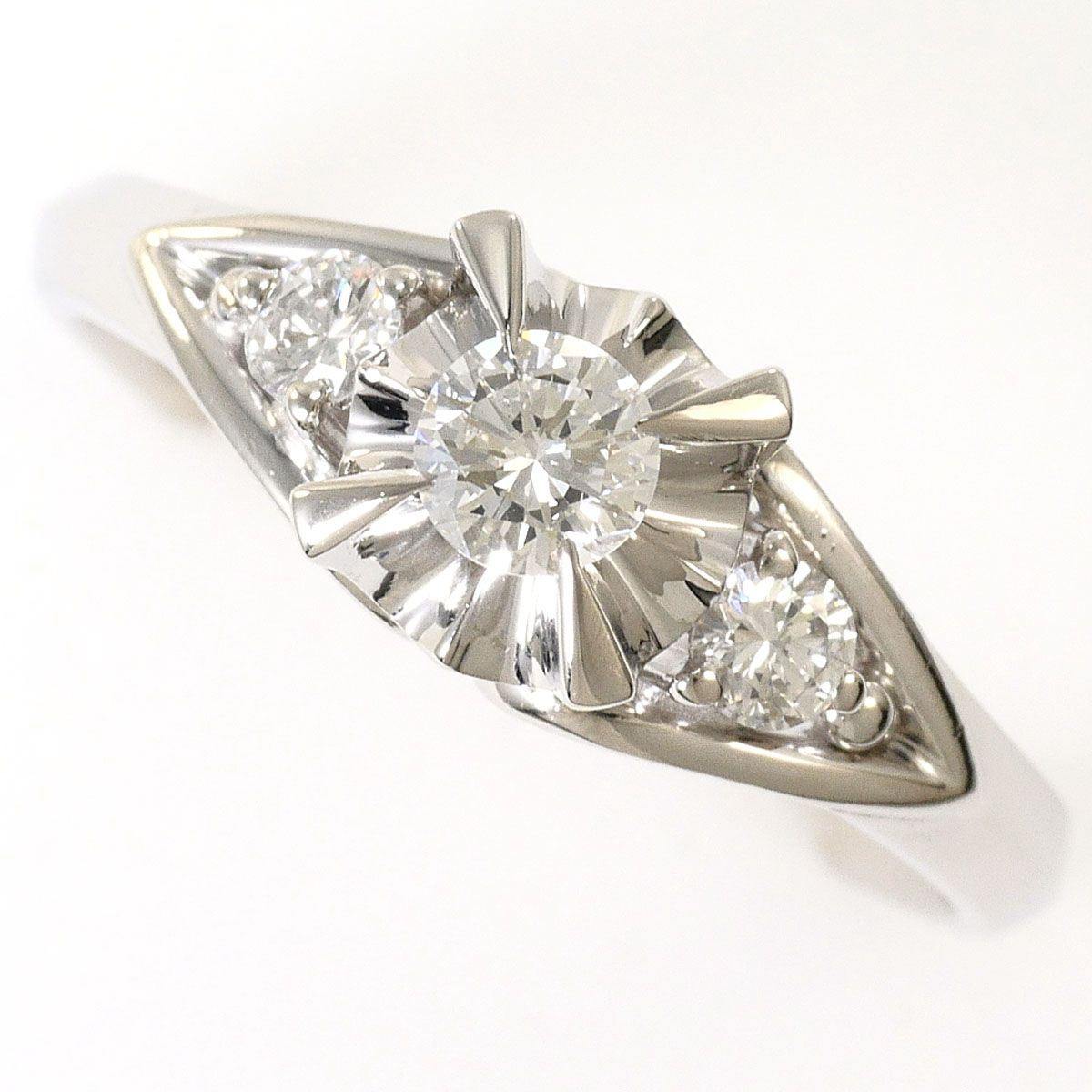 PT900/プラチナ リング・指輪 11.5号 ダイヤモンド 0.19ct 0.13ct 鑑別書 総重量約5.0g
