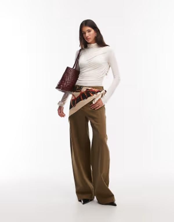 マンゴ レディース ボトムス デニムパンツ コットン ジーンズ Mango Clemence 100 cotton baggy jeans Khaki カーキ