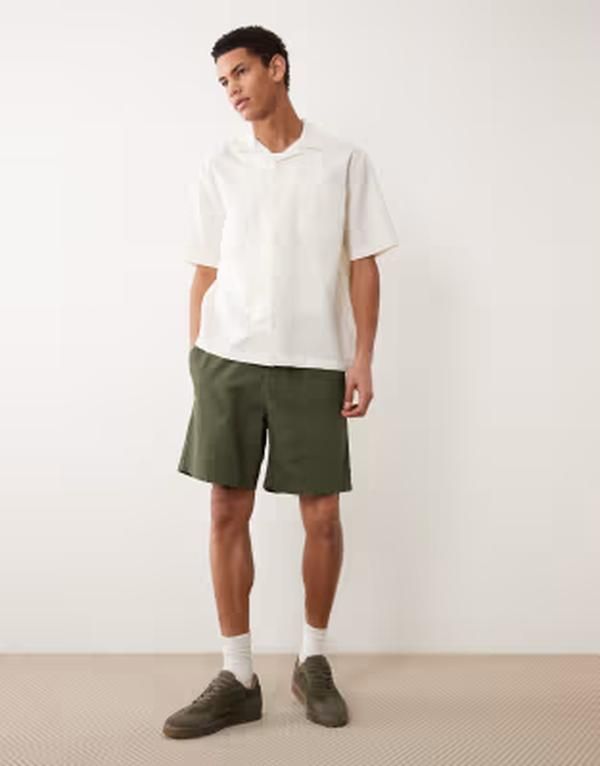 エイソス メンズ トップス シャツ ASOS DESIGN relaxed camp collar seersucker shirt Offwhite オフホワイト 10,636円