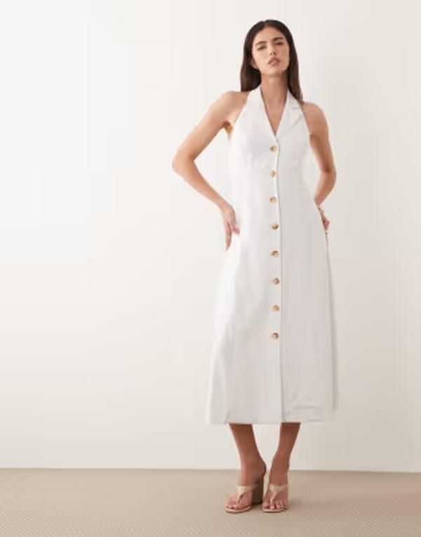 ノーバディーズ チャイルド レディース トップス ワンピース ミディ リネン ホルター Nobodys Child linen blend halter neck collar detailored