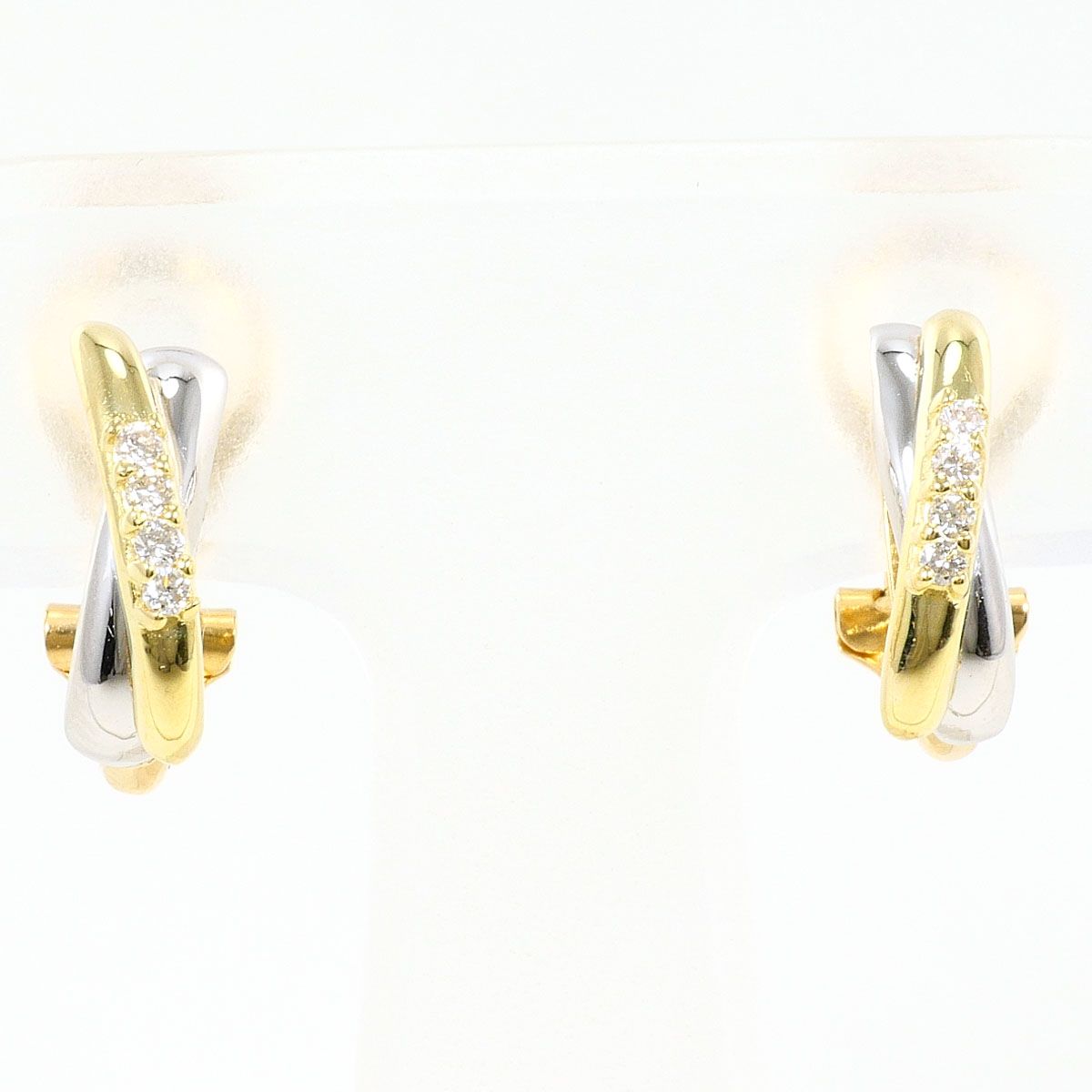 PT900/プラチナ K18YG イヤリング clip-on earrings ダイヤモンド 0.04ct 総重量約2.1g