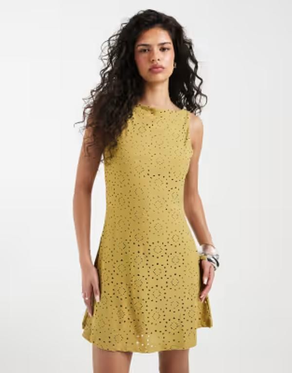 ヴェロモーダ レディース トップス ワンピース フラワー柄 ミニ ノースリーブ ジャージー フラワー Vero Moda jersey floral eyelet sleeveless mini dr