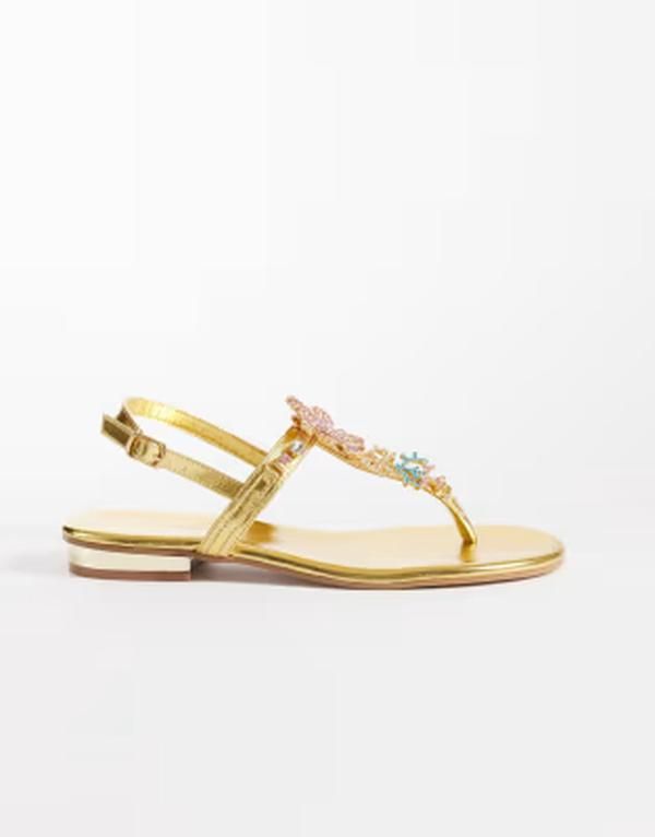 アザレア ワン レディース シューズ サンダル Azalea Wang Nautia embellished flat sandals GOLD ゴールド