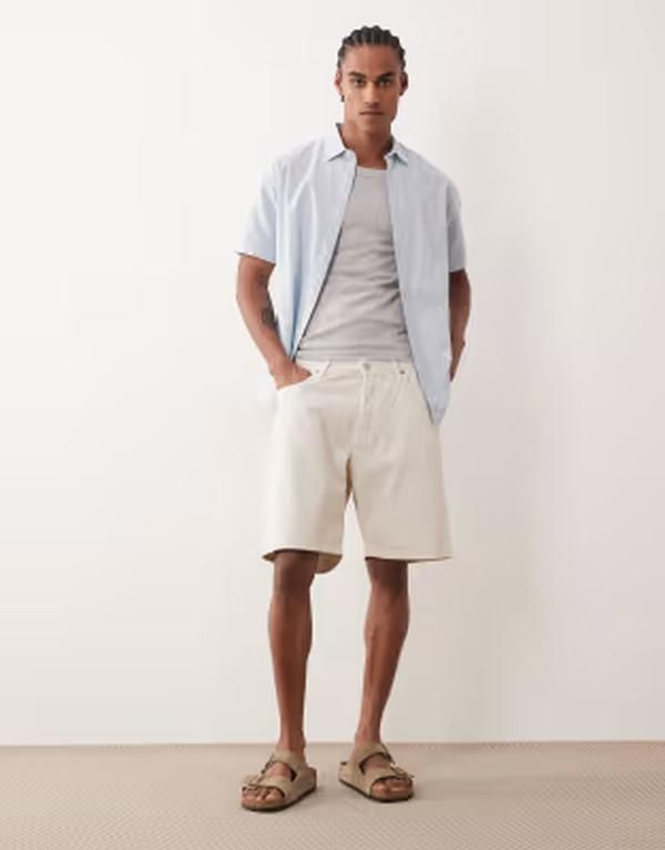 ジャック アンド ジョーンズ メンズ ボトムス ハーフパンツ・ショーツ ショートパンツ Jack Jones Tony painter shorts in cream Antique White ホワ