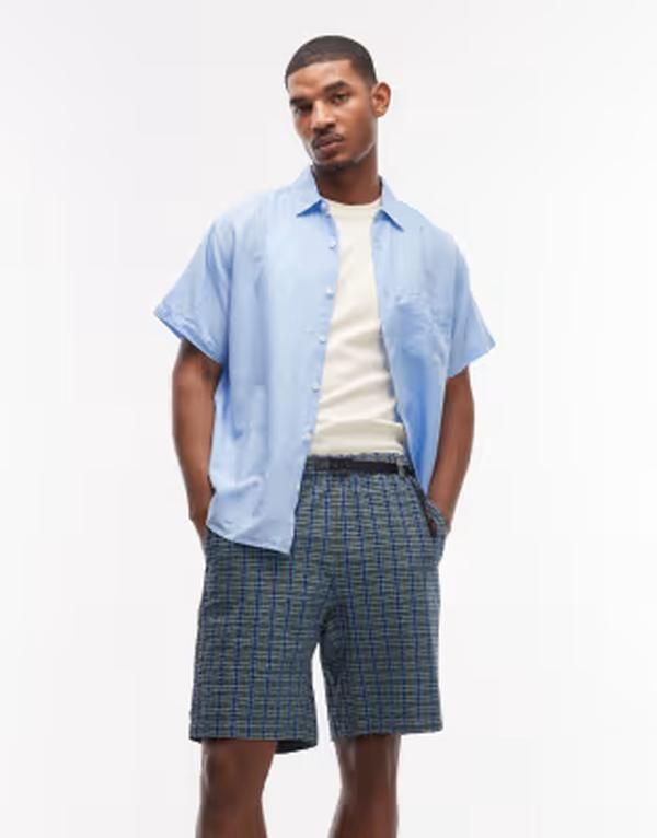 グラミチ メンズ ボトムス ハーフパンツ・ショーツ リラックスフィット ショートパンツ Gramicci OG plaid relaxed fit seersucker Gshorts in mult