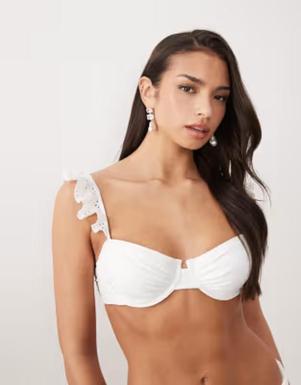 サウスビーチ レディース 水着 トップのみ South Beach broderie underwire bikini top WHITE ホワイト