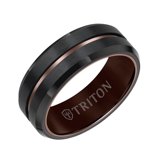 トリトン レディース アクセサリー 指輪 サテン Triton 8MM Tungsten Carbide Ring with Satin Finish with Blue Center Line an