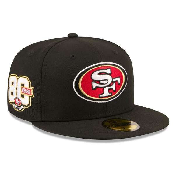 ニューエラ メンズ アクセサリー 帽子 Mens New Era Black San Francisco 49ers 80th Anniversary 59FIFTY Fitted Hat Black