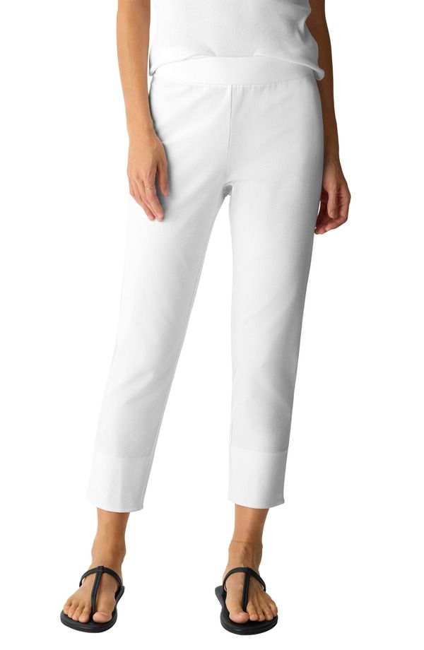 エイリーンフィッシャー レディース ボトムス レギンス パンツ Eileen Fisher Slit Back Slim Cropants White ホワイト