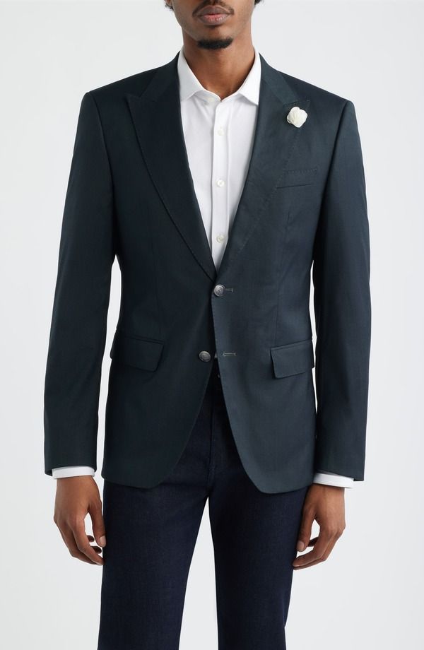 ボス メンズ アウター ジャケット・ブルゾン ウール コート BOSS Huge Wool Blend Peak Lapel Sport Coat Open Green グリーン