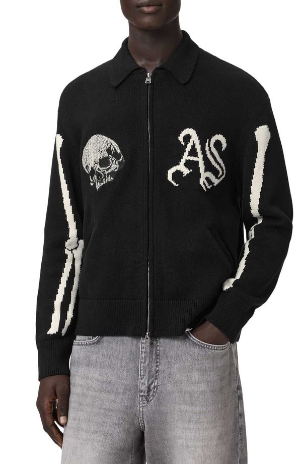 オールセインツ メンズ アウター パーカー・スウェット カーディガン AllSaints Adrian Zip Cardigan Black ブラック 53,280円