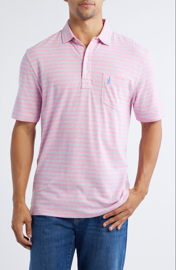 ジョニー オー メンズ トップス ポロシャツ johnnieO Matthistripe Pocket Polo Petal ストライプ