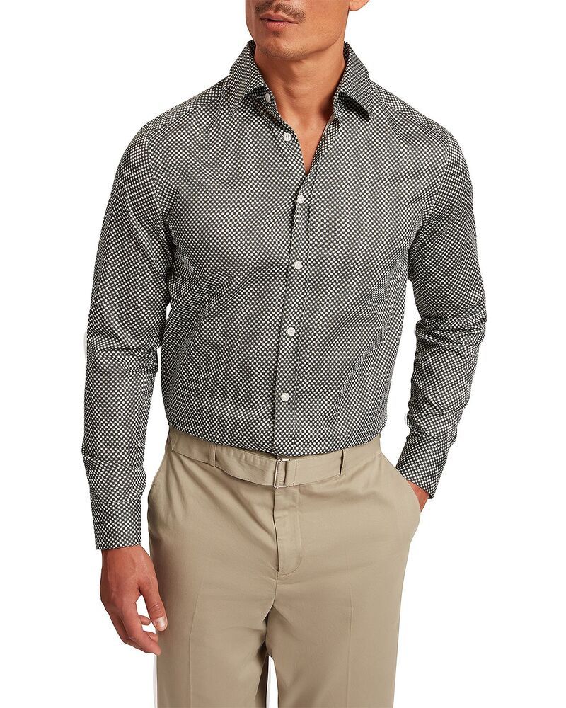 テッドベーカー メンズ トップス シャツ スリムフィット プリント ミニ コットン Ted Baker Jozef Slim Fit Mini Geo Print Cotton Shirt Khaki