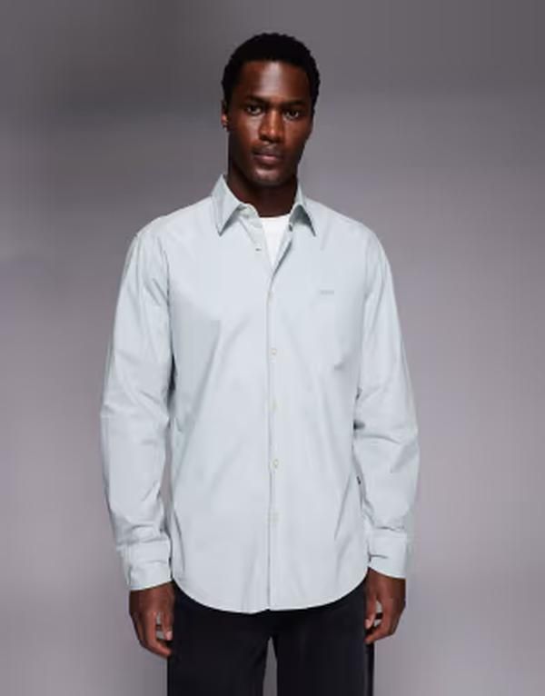 ボス オレンジ メンズ トップス シャツ レギュラーフィット コットン BOSS Orange relegant regular fit cotton shirt in light Silver シル