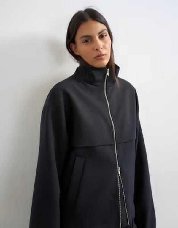 トップショップ レディース アウター ジャケット・ブルゾン スタンドネック Topshop funnel neck jacket part of a set Lack ブラック