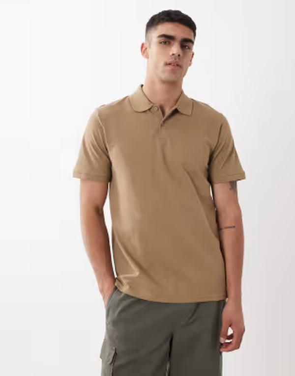 エイソス メンズ トップス ポロシャツ レギュラーフィット ASOS DESIGN Essentials regular fit polo pique Sepia tint ブラウン 7,336円