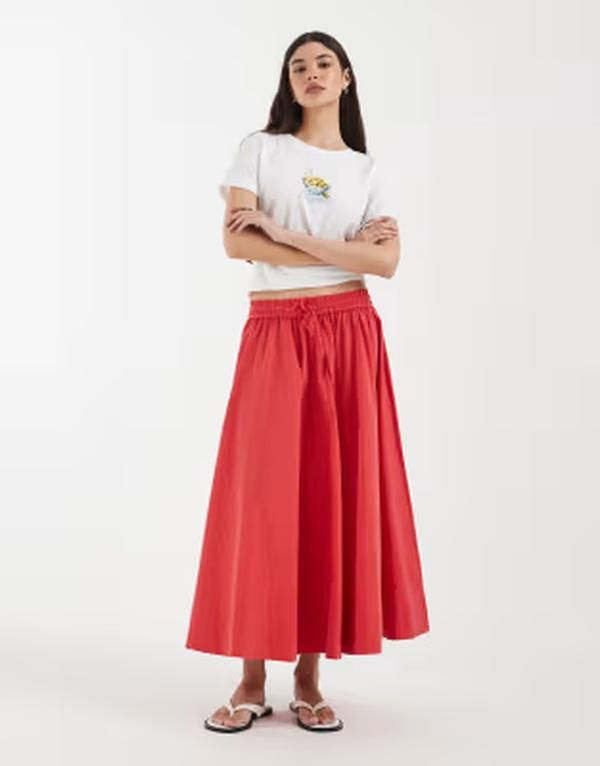 アンドアザーストーリーズ レディース ボトムスカート マキシ Other Stories full circle maxi skirt in bright RED レッド