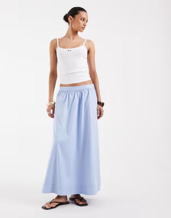 ヴェロモーダ レディース ボトムスカート ミディ Vero Moda pullon full midi skirt in brunnera blue ブルー