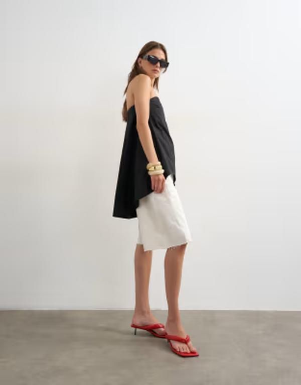 トップショップ レディース トップス タンクトップ Topshop high low bandeau top Black ブラック