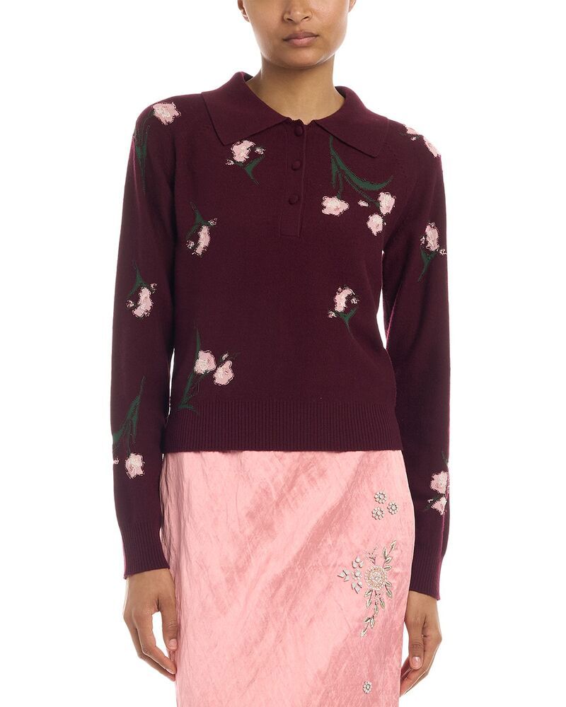 アーデム レディース アウター ニット・セーター フラワー柄 ウール フラワー Erdem Floral Knit Wool Sweater Bordeaux 221,900円