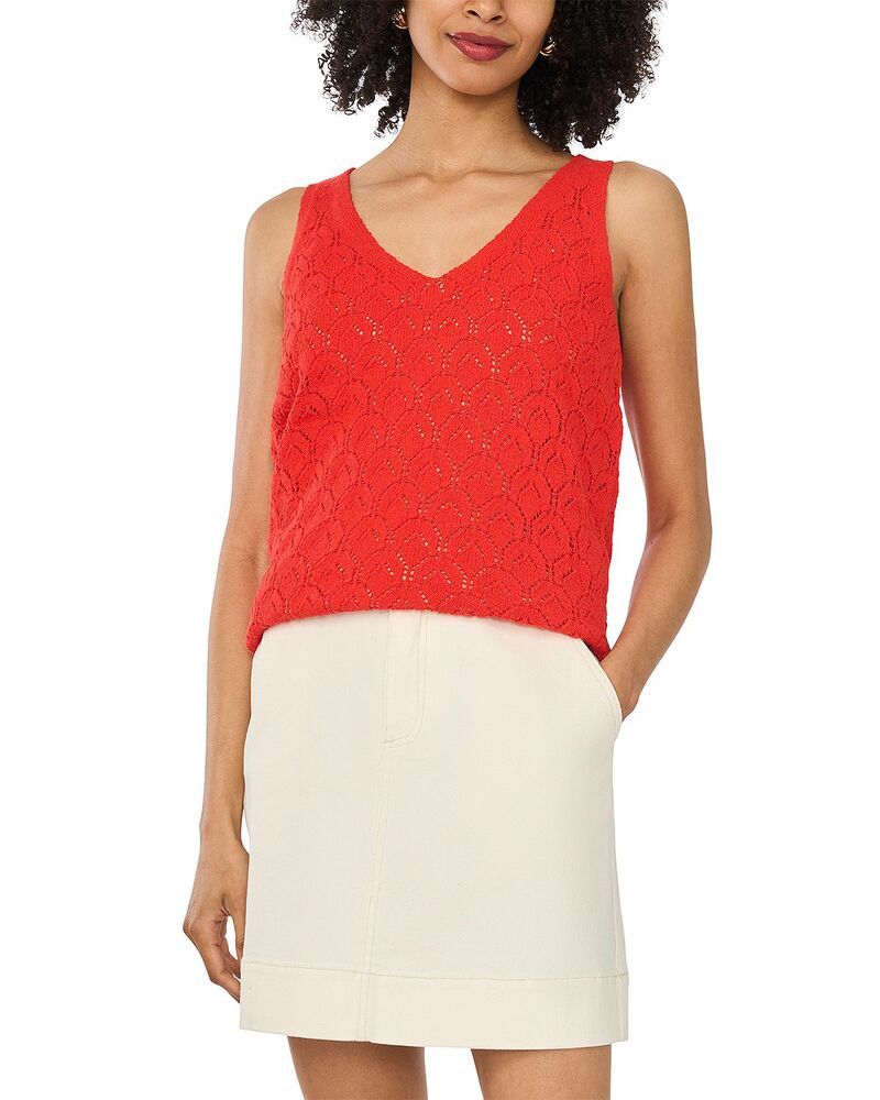 ヴィンスカムート レディース トップス タンクトップ VINCE CAMUTO Pointelle Tank Lobstered レッド