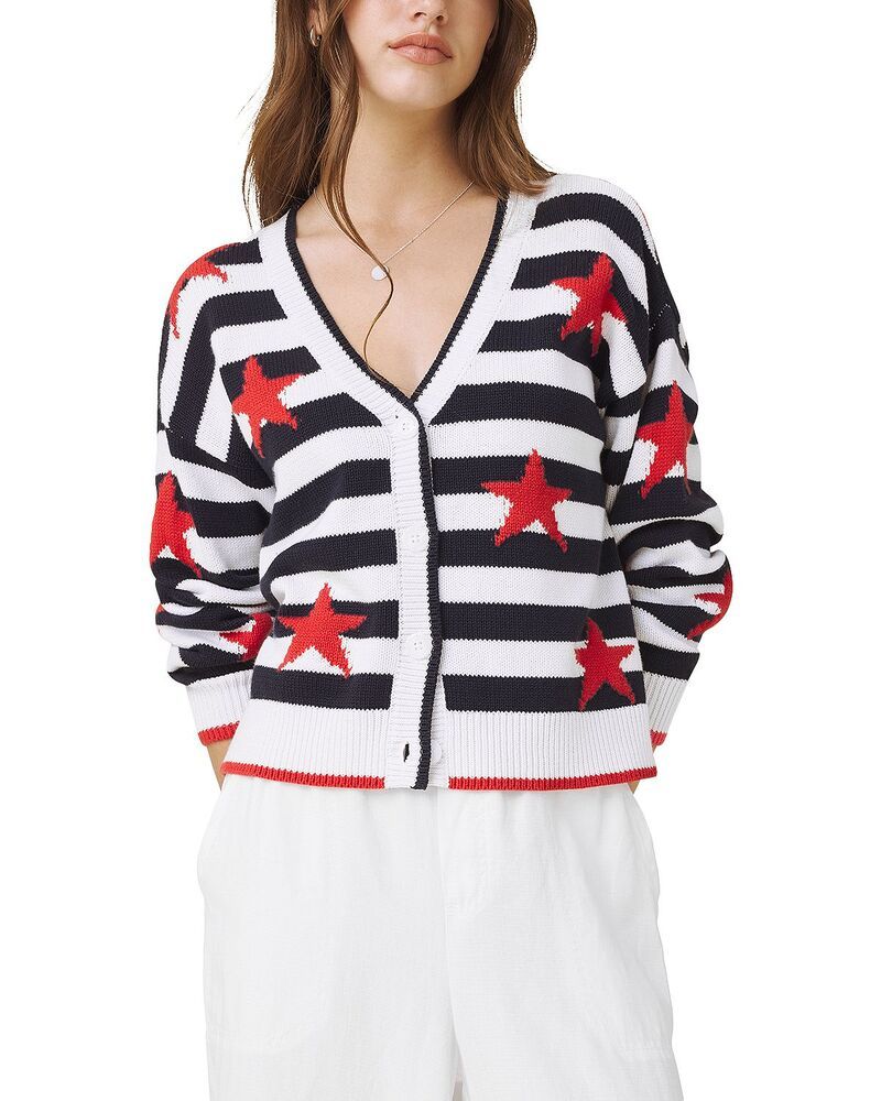 スプレンディット レディース アウター カーディガン プリント Splendid Liberty Mixed Print Cardigan WhiteNavyFirework ホワイト