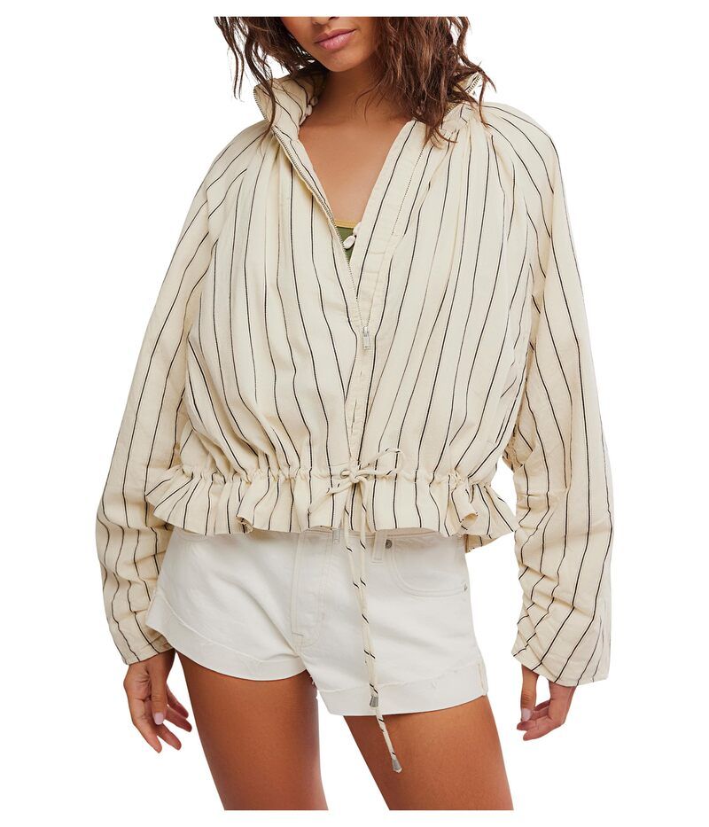 フリーピープル レディース アウター コート ジャケット Free People Devon Striped Balloon Jacket Ivory Combo アイボリー