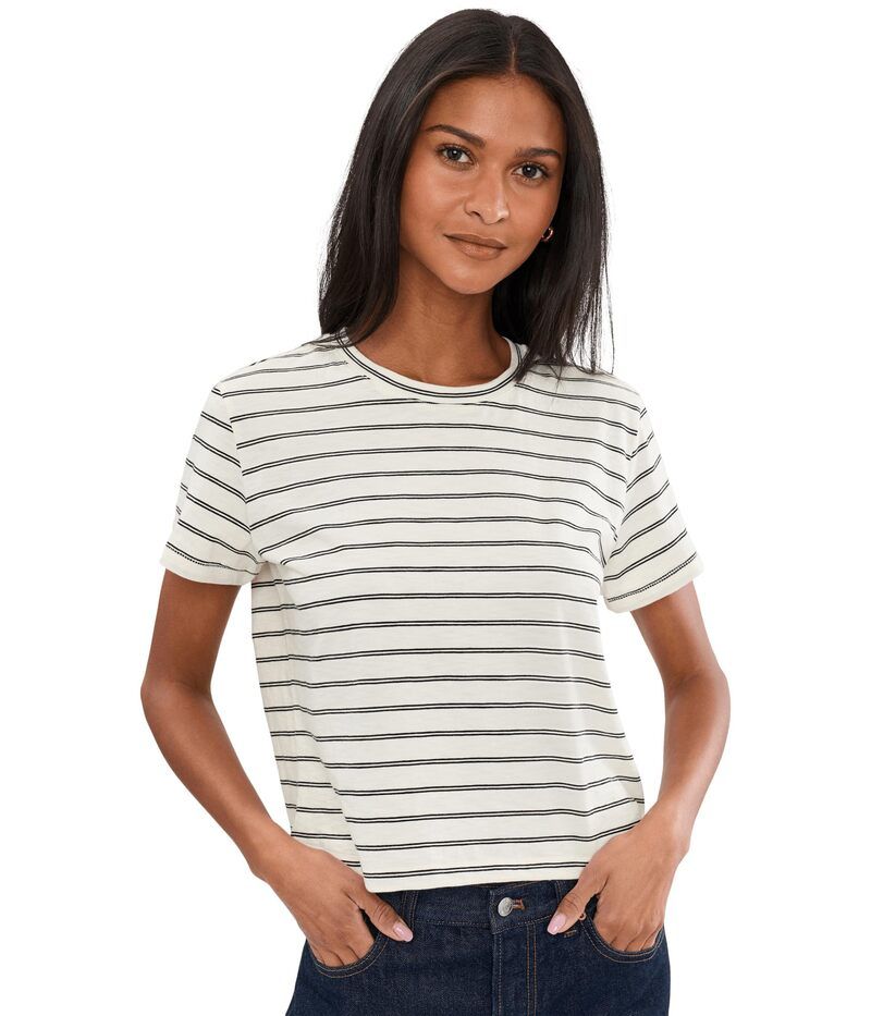 メイドウェル レディース トップス シャツ Madewell Bella Slub Tee Stripe Lighthouse ストライプ