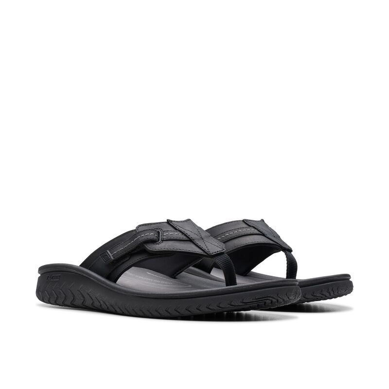 クラークス メンズ シューズ サンダル Clarks Wesley Sun Black Leather ブラック