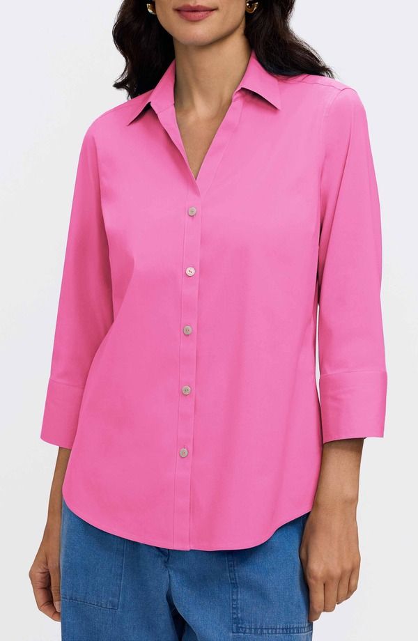 フォックスクラフト レディース トップス シャツ ブラウス Foxcroft Mary ButtonUp Blouse Guava Pink ピンク