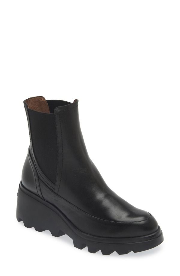 ワンダーズ レディース シューズ ブーツ・レインブーツ チェルシーブーツ プラットフォーム チェルシー Wonders Platform Wedge Chelsea Boot Black Leathe 41,470円