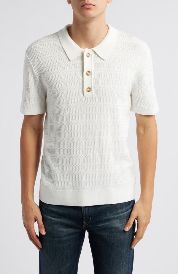 レイルズ メンズ トップス ポロシャツ セーター コットン Rails Nathan Cotton Blend Polo Sweater White ホワイト