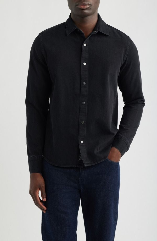 マーヴィ ジーンズ メンズ トップス シャツ コットン Mavi Jeans Cotton Twill SnapUp Shirt Black Indigo ブラック