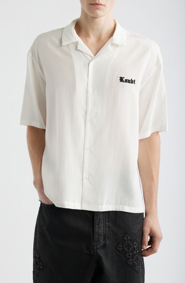 スビ メンズ トップス シャツ ロゴ Ksubi Endiner Logo Camp Shirt White ホワイト