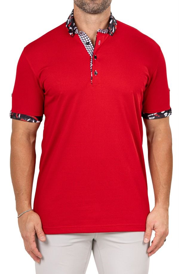 マセオ メンズ トップス シャツ ダウン Maceoo Newton Marthyr0027 Red ButtonDown Piqu Polo Red レッド