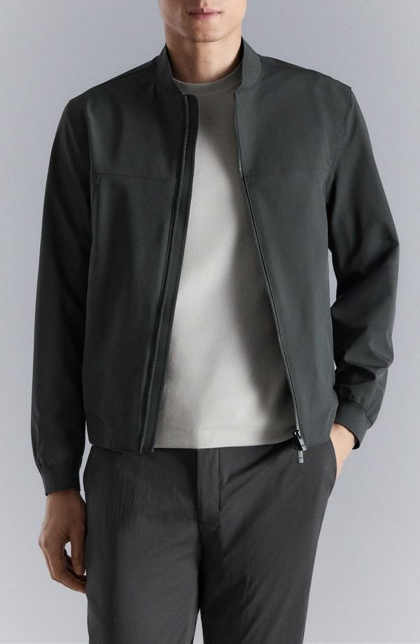 マンゴ メンズ アウター ジャケット・ブルゾン MANGO Waterepellent Bomber Jacket Dark Grey グレー