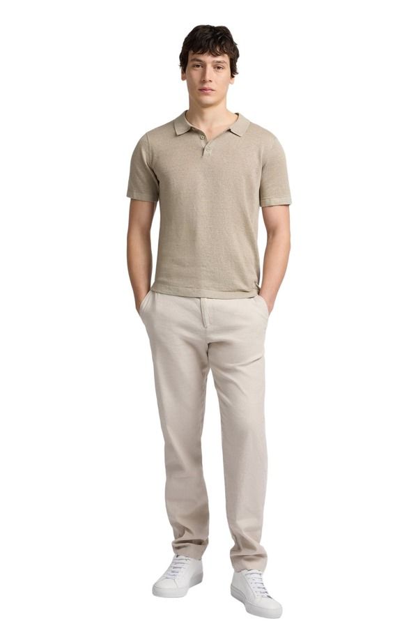 オニア メンズ トップス ポロシャツ セーター リネン Onia Linen Sweater Short Sleeve Polo Woodsmoke