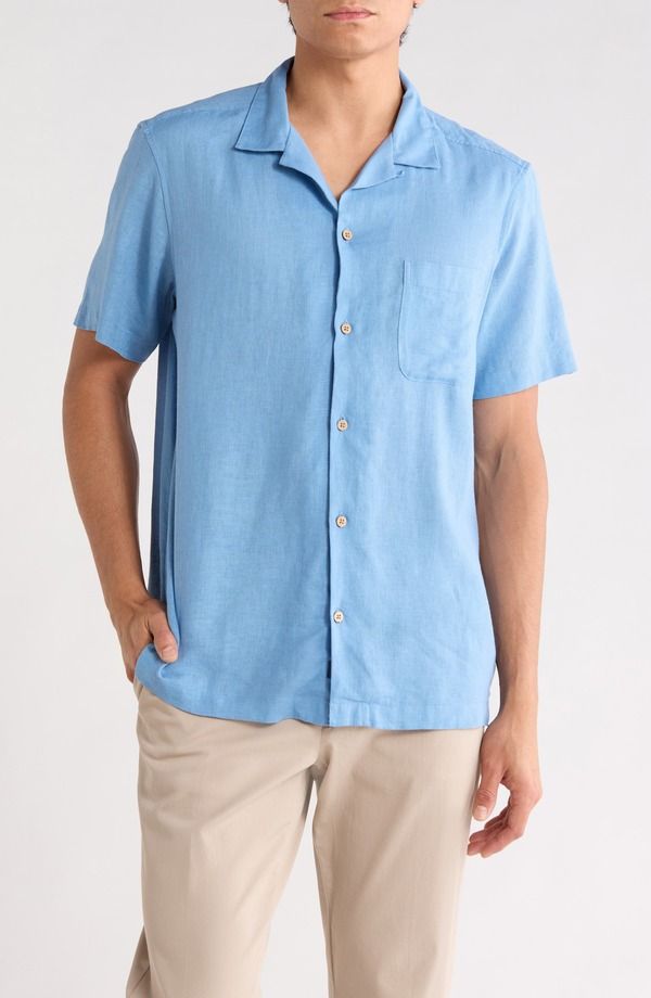 ヴァインヤードヴァインズ メンズ トップス シャツ リネン vineyard vines Castaway Slub Linen Blend Camp Shirt Coastline