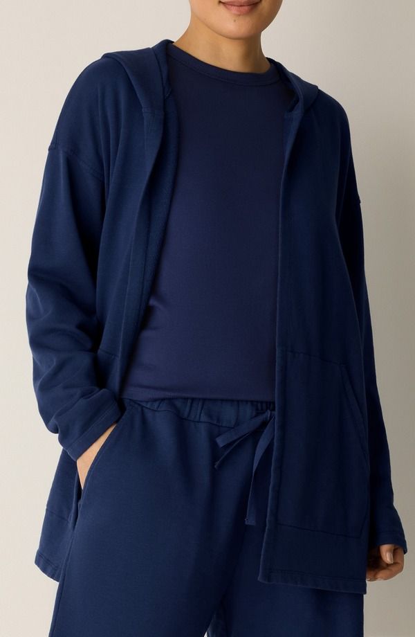 エイリーンフィッシャー レディース アウター ジャケット・ブルゾン コットン Eileen Fisher Hooded Organicotton Jacket Deep Dive