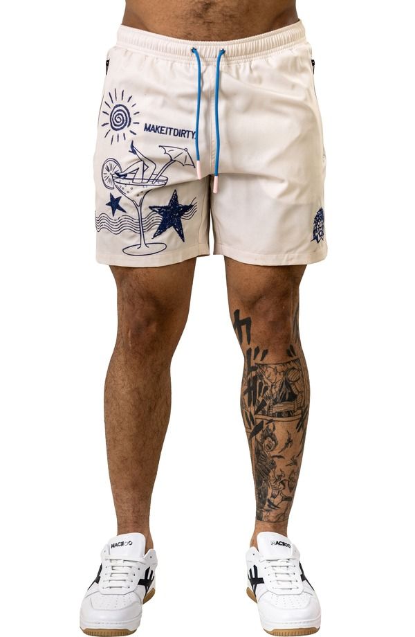 マセオ メンズ 水着 ハーフパンツ・ショーツ 刺繍 Maceoo Marty Embroidered Swim Trunks White ホワイト