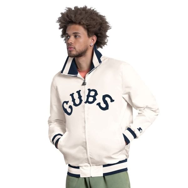 スターター メンズ アウター ジャケット・ブルゾン キャップ ロゴ Menstarter White Chicago Cubs The Captain Cooperstown Logo FullZip