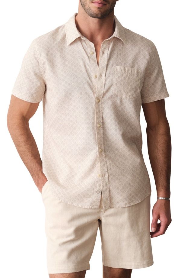 マリーン レイヤー メンズ トップス シャツ Marine Layer Better Than Short Sleeve ButtonUp Shirt Cream Diamond Print クリーム 28,324円