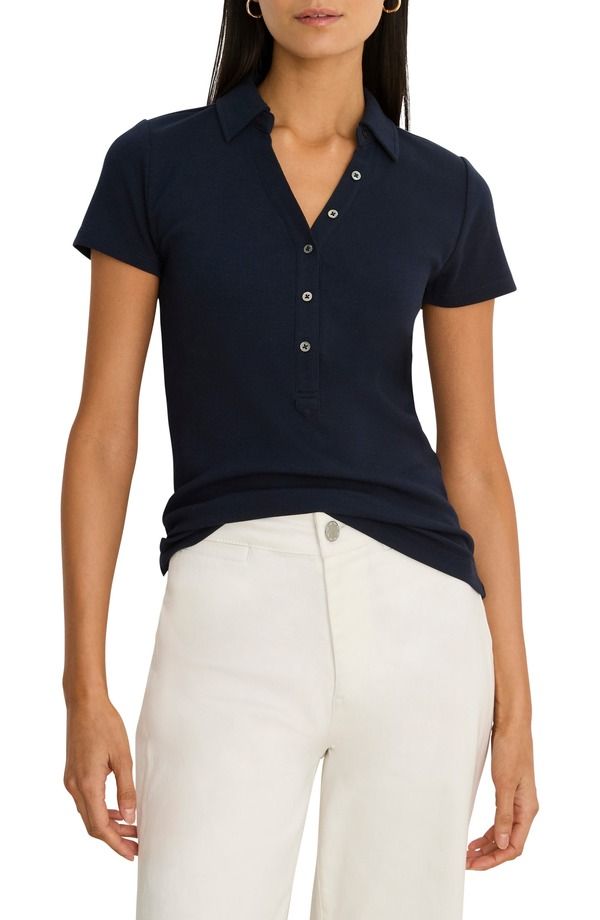 ニックプラスゾーイ レディース トップス シャツ ニット NICZOE Perfect Knit Rib Polo Dark Indigo インディゴ