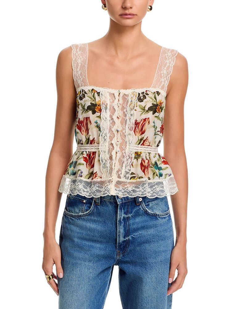 アリスアンドオリビア レディース トップス シャツ Alice and Oliviannabeth Square Neck Top Desert Sprigs Vanilla