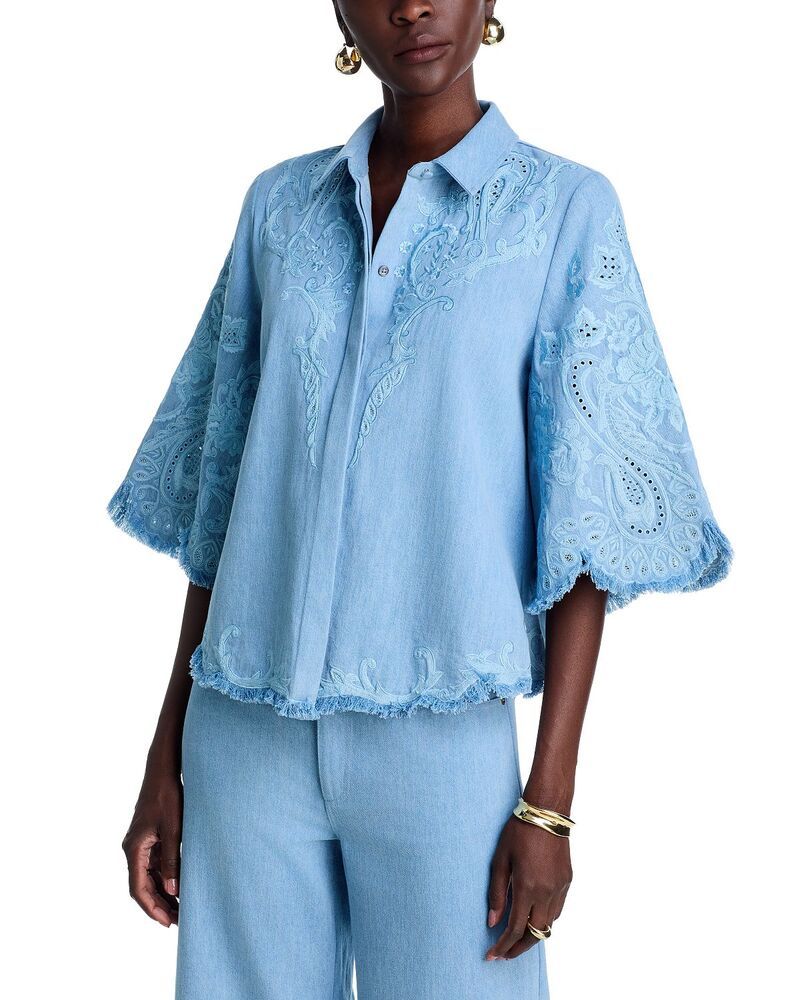 コビーハルペリン レディース トップス シャツ 刺繍 ブラウス Kobi Halperin Hadley Embroidered Blouse Medium Indigo インディゴ