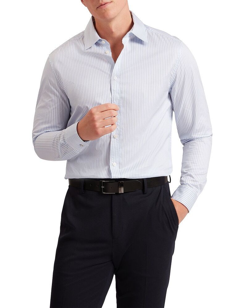 テッドベーカー メンズ トップス シャツ レギュラーフィット Ted Baker Sohoe Long Sleeve Regular Fit Striped Shirt Light Blue ブルー 22,578円