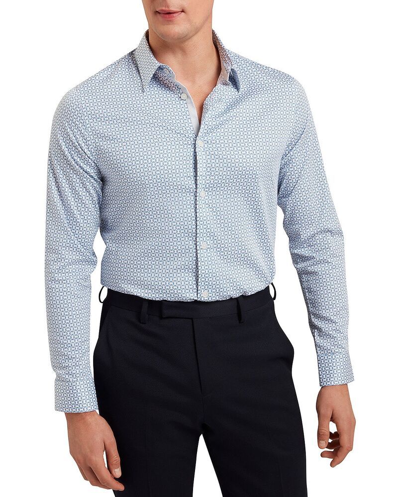 テッドベーカー メンズ トップス シャツ スリムフィット Ted Baker Latimor Slim Fit Button Front Shirt Light Blue ブルー