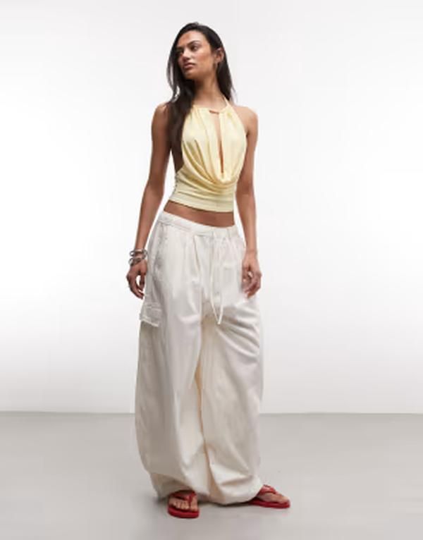 コルージョン レディース トップス ベスト ホルター COLLUSION cowl neck halter top in lemon Yellow イエロー 11,866円