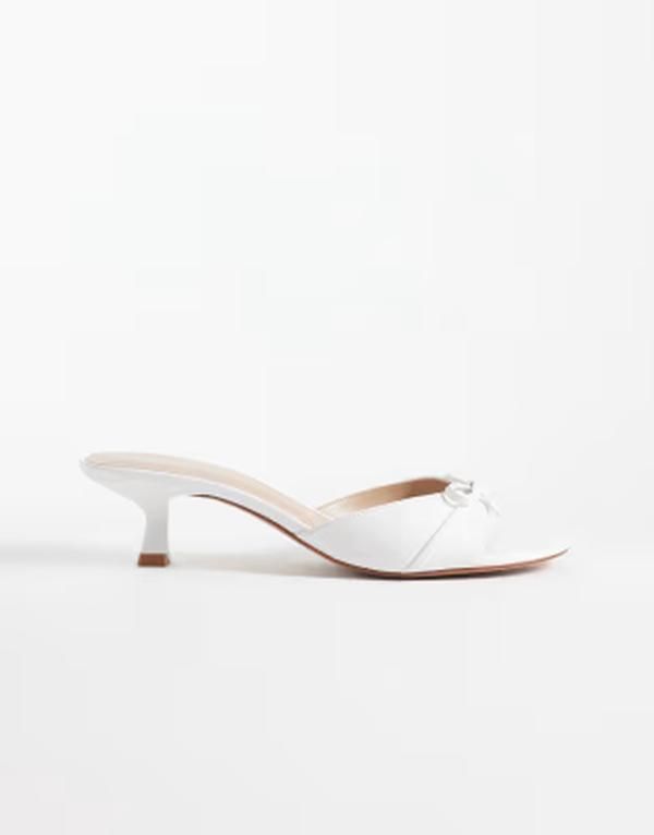 マンゴ レディース シューズ サンダル レザー フェイクレザー ヒール Mango faux leather bow detail heeled mules WHITE ホワイト 19,511円