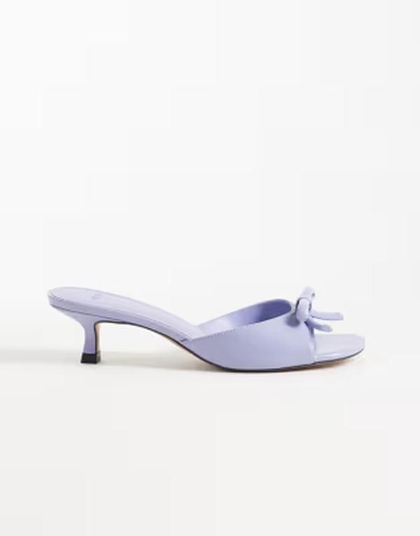 マンゴ レディース シューズ サンダル レザー フェイクレザー ヒール Mango faux leather bow detail heeled mules in lilac Lila ライラック 20,610円